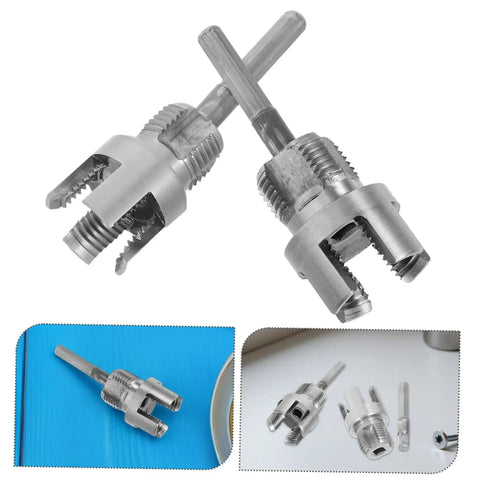 2 Piece Heavy Duty Carbon Steel Pipe Threader Kit For Internal And External Threading, featuring dual head threading tools.