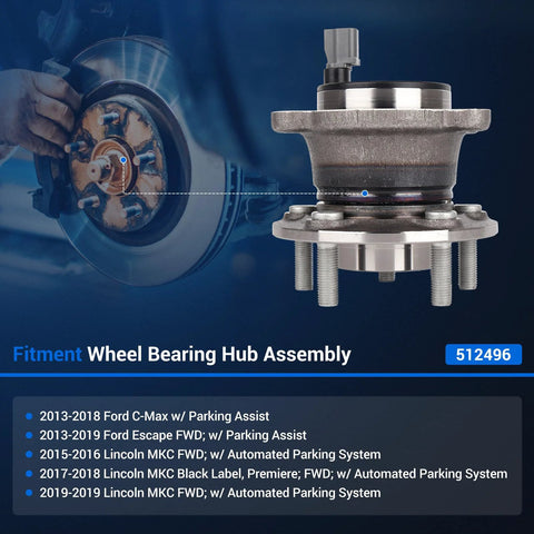 rear hub playing beefy wheel bearing hub assembly for Ford Escape C-Max 2013-2019 with ABS and five-lug fitment