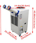 Top Shelf Portable Air Conditioner With 18700 Btu H Commercial Spot Cooler And 14L Water Tank, dimensions 20.47in x 22in x 45.86in.