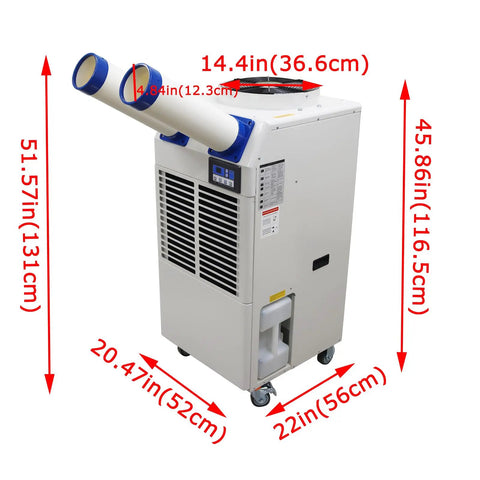 Top Shelf Portable Air Conditioner With 18700 Btu H Commercial Spot Cooler And 14L Water Tank, dimensions 20.47in x 22in x 45.86in.