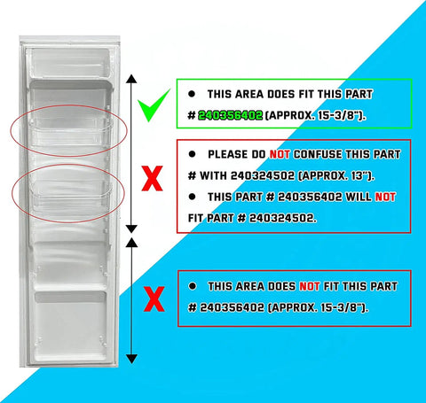 Door Bin Replacement Shelves For Frigidaire Kenmore Electrolux Refrigerators with compatibility guide for part 240356402.