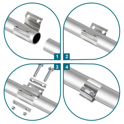 LWNWPPER exhaust clamps, 2.5-inch, 304 stainless steel, 2 pcs for pipes.