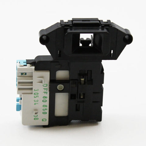 Door Switch And Lock Assembly For Washing Machine Replacement 6601ER1004C White Replaces EBF49827801 Fits Most Front Load And Top Load Units Plug And Play Install, showing the front angle with black and white components.
