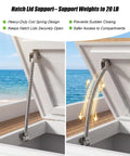 10 Inch Hatch Lid Support Spring In 316 Stainless Steel For Boats And Yachts, showing spring in open position on compartment