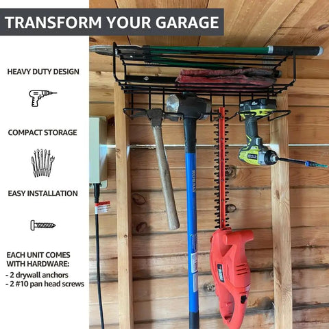 Heavy Duty Floating Tool Shelf And Organizer For Garage Wall Mount With Three Shelves 100 Pound Weight Limit Compact Steel Design