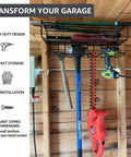 Built Tough Heavy Duty Floating Tool Shelf And Organizer 2 Pack Wall Mounted Garage Storage Rack with Tools Hanging