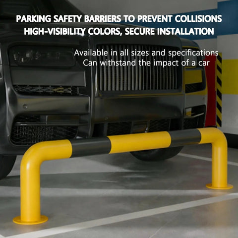 Heavy Duty U Shaped Machinery Guard Rail With High Visibility Yellow And Black Bollard, Anti Collision Bar in garage
