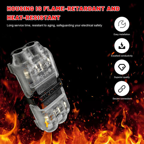 Twelve Pack Solderless Wire Connectors For Trucks And RVs Quick Twist Lock Terminals with flame-retardant housing against fire.