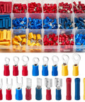 Insulated Crimp Wire Connector Terminal Kit 200 PC Assortment with ring, butt, spade, fork connectors in plastic case