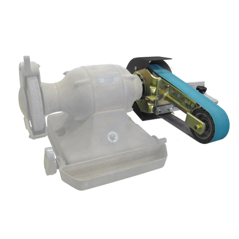 Hella Versatile 2 X 36 Belt Grinder Attachment For Bench Tools That Mounts Any Way You Like With Zero Sweat Quick Change Tensioning And Easy Tracking For Serious Workshop Jobs on grinder.