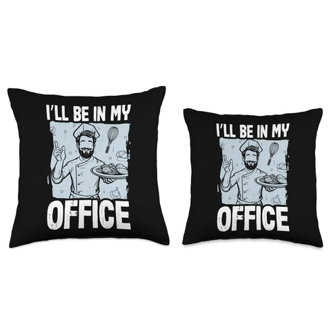 Cooking Lover Throw Pillow For Kitchen And Chef Vibes I Will Be In My Office Double sided print polyester pillow.