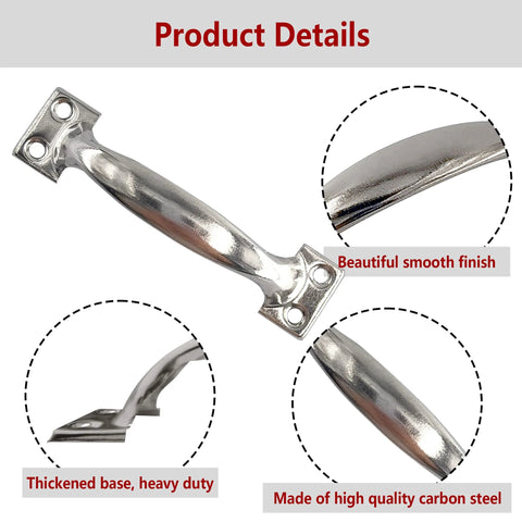 12Pcs 4 Inch Metal Gate Pull Handles Vintage Barn Door Pulls with smooth finish and heavy-duty base, rustproof silver iron.