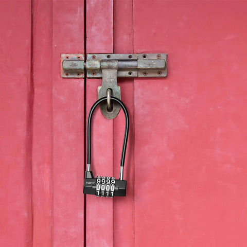Tough As Nails Heavy Duty Long Shackle Padlock With 4 Digit Resettable Combination And Steel Cable Weatherproof And Cut Resistant Lock