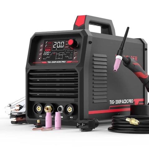 Dual Voltage Aluminum TIG Welder With Pulse, AC/DC Inverter, Large LED Display, Hot Start For Easy Starts visible angle