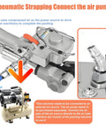 New Style Lightweight Aluminum Pneumatic Strapping Machine With One Button Hot Seal For Pp Pet Banding Up To 3500n Tension air pump connection detail