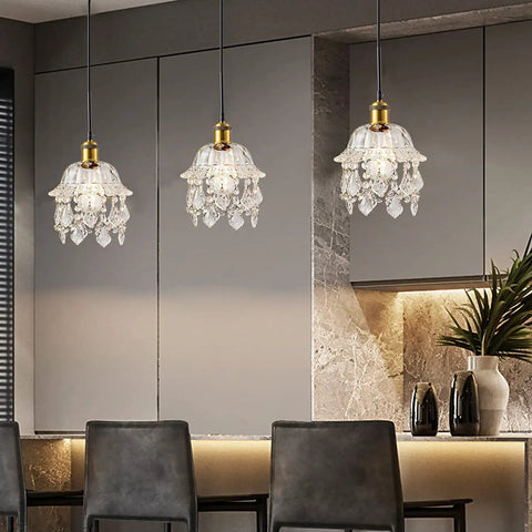Vintage Plug In Pendant Light With Crystal Shade And 15 Ft Black Cord On Off Dimmer Switch Mini Chandelier for kitchen island