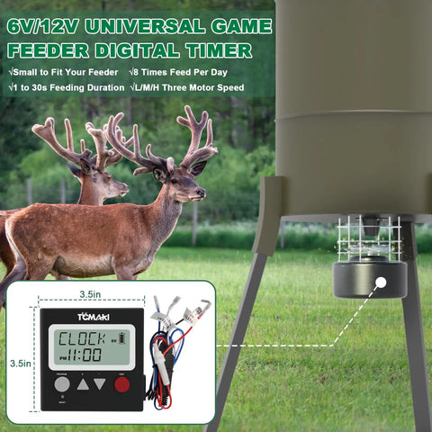 Digital Timer For Game Feeder And Deer Feeder Kit With Six Volt Or Twelve Volt Power, Eight Feeding Programs, DIY hunting setup