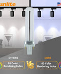 Compact Fluorescent U Shaped Twin Tube Light Bulb 13W 120V 720 Lumens 2 Pin GX23 Base Daylight 6500K 10 Pack, color rendering comparison
