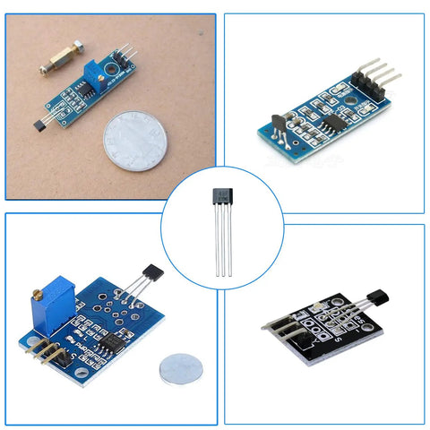 Fresh Pack Of 40 Linear Hall Effect Sensors Featuring 49E Oh49E Ss49E TO-92 Builds showcasing various sensor modules and components.