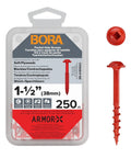 Pocket Hole Screws Set One And A Half Inch Coarse Thread 250 Pack For Wood Joinery And Softwoods package and screw