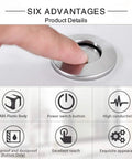 Finger pressing brushed nickel button of Sink Top Air Switch Kit For Garbage Disposal With Long Button Brushed Nickel Finish