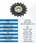 Beefy 50 Roller Chain Idler Sprocket Type C With Seventeen Millimeter Bore And Five Eighth Inch Pitch Seventeen Tooth Tensioner