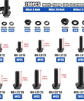 All In One Flange Bolt And Screw Kit With 3160 Pieces, Taiss Brand, 42 Sizes From M2 To M10, shown with individual bolt counts