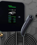Heavy Duty Level 2 Ev Charger With Tesla Nacs Plug 48 Amp Wall Mount Charging Station with LED display and charging cable.