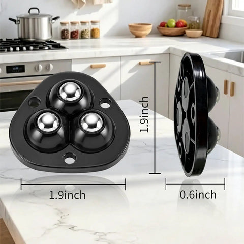 Zero Grunt Work Appliance Sliders With 8 Heavy Duty Self Adhesive Casters And 16 Extra Pads, 1.9 inch black sliders on marble countertop.