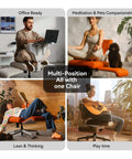 Criss Cross Office Chair With Wheels And Armrests, Laptop Tray, Multi Position Recliner for work, lounging, and pet companionship.