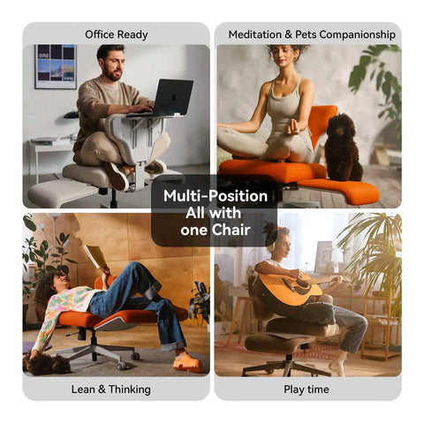 Criss Cross Office Chair With Wheels And Armrests, Laptop Tray, Multi Position Recliner for work, lounging, and pet companionship.