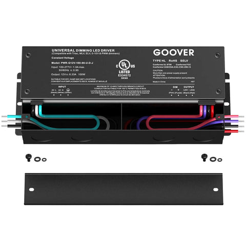 100W Dimmable LED Driver 12V AC To DC Power Supply For LED Lights Triac And 0-10V Dimming IP67 Waterproof UL Listed Compatible With Lutron And Leviton Dimmers