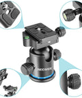 36mm Tripod Ball Head With 360 Degree Pan, Heavy Duty Metal Build, Arca Type Plate, Pro Grade Rig Companion For Photography And Videography, Rock Solid Locking Knobs For Precise Angles, black metal ball head with Arca plate and level