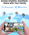 Person holding phone displaying live feeds, showcasing 2K Video Peephole Doorbell Camera With 4.3 Inch Color Monitor 8000mAh Battery