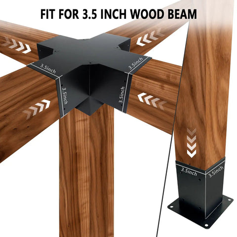 Heavy Duty 5 Way Right Corner Pergola Brackets Kit For 3.5 Inch Wood Beams With Post Anchors, 2 Pack, Galvanized Steel Rust Proof, Ideal For Patio Pergolas Gazebos And Log Cabins