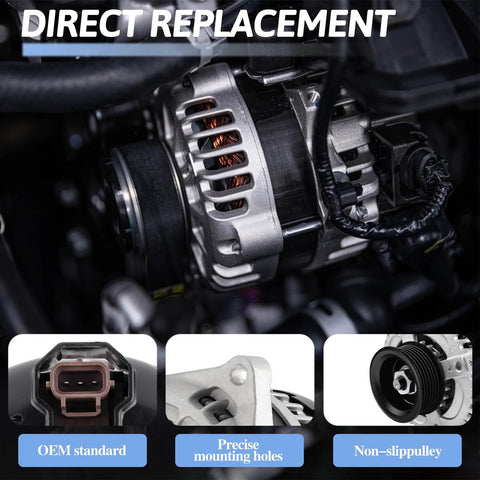 Drop-In Replacement Alternator For Hyundai Tucson 2016-2021 2.0L, Elantra 2015-2016 1.8L, And Kia Soul 2017-2019 2.0L, detailed view