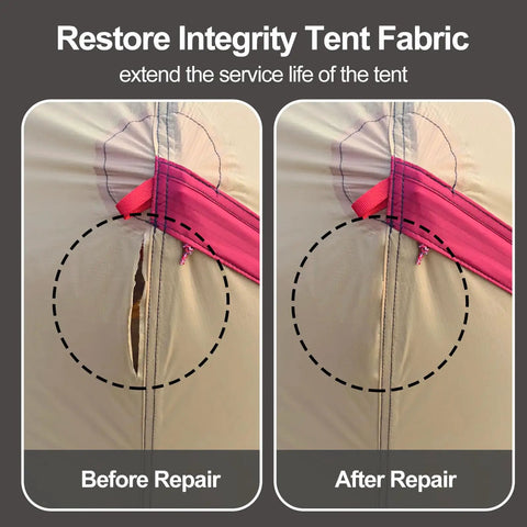 120ml Tent Seam Sealer Waterproof Sealant For Quick Repairs, Seals Cracks And Leaks, Extends Tent Life, before and after repair