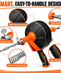 Wipe Blockages Off The Map With This Badass 33 Foot Heavy Duty Drain Snake Auger features ABS drum housing and non-slip handle.