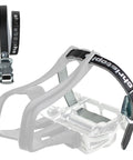 Christophe Leather Toe Straps With Steel Buckles For Track Touring Vintage And Fixed Gear Bikes Genuine Leather Foot Retention 370mm Length Black Premium Quality attached to gray toe clips.