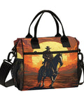 Desert Sunset Cowboy Skeleton Large Insulated Cooler Bag With Leakproof Design and detachable strap, sunset print