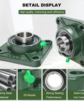 Two Pack UCF206-20 Pillow Block Bearing With Square Flange Four Bolt Mounted Self Aligning Bearings Steel Construction