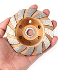 4 Inch Turbo Diamond Grinding Cup Wheel With 12 Segments For Concrete Tile Marble And Rock, in hand front view