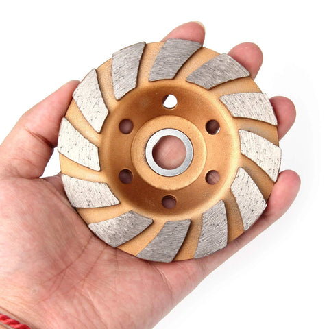 4 Inch Turbo Diamond Grinding Cup Wheel With 12 Segments For Concrete Tile Marble And Rock, in hand front view