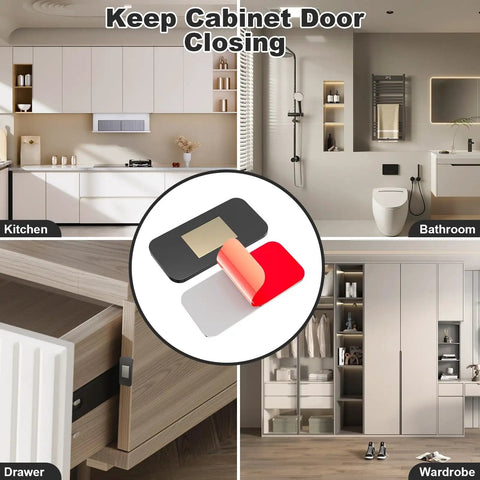 5 Pack Ultra Thin Magnetic Door Catch With Adhesive Tape, 0.08 Inch Stainless Steel Cabinet Latch for kitchen and bathroom use
