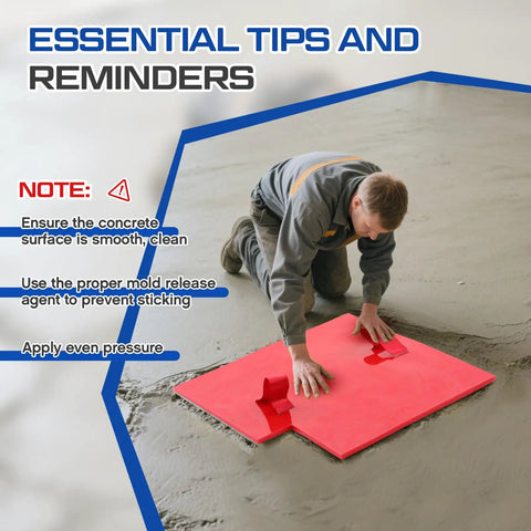 Man installing Eight Piece Concrete Stamping Mats Set With Reusable Polyurethane Texture Mats for Patios Floors Driveways