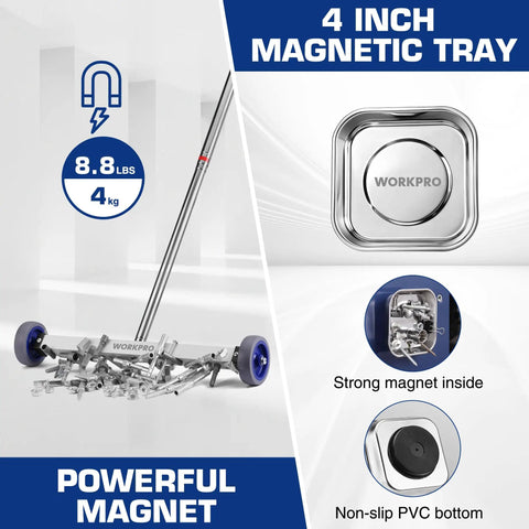 Magnetic Pickup Tool 17 Inch Sweeper With Telescoping Adjustable Handle 8.8 Pound Magnetic Capacity Heavy Duty Nail Collector For Yard Garage And Shop Cleanup