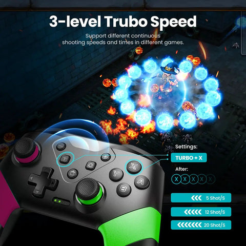 Wireless Pro Controller For Nintendo Switch Switch Lite And OLED And PC Windows, motion control turbo feature in action