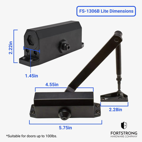 No Slam Hydraulic Door Closer For Homes With Auto Close And Easy Open Arm Grade 3 Slow Close Hinge Black Finish FS-1306B