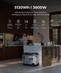 P5000 Pro Portable Power Station With 400W Solar Panel App Control No Sweat Off Grid Camping Rig in kitchen with appliances.