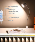 Clamp On Desk Lamp Clip On Reading Light With Adjustable Color Temperature From 3000K To 6500K 30 Illumination Modes on table